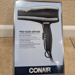 Conair Hairdryer Hair Dryer Hair Drying Black 1875 Watts Corded 2 Heats Speeds